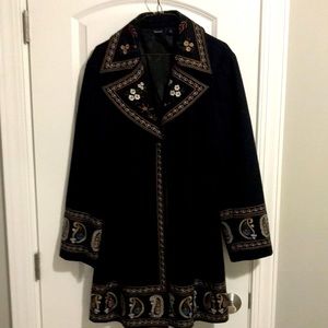 The ME Black embroidered coat size XL